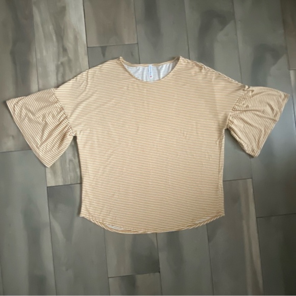 P & Rose Mustard and White Stripe Women’s‎ Shirt